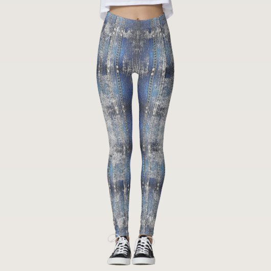 Navy Blue Grunge Denim Texture | Leggings (Vorderseite)