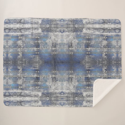 Navy Blue Grunge Denim Texture | Sherpadecke (Vorderseite (Horizontal))