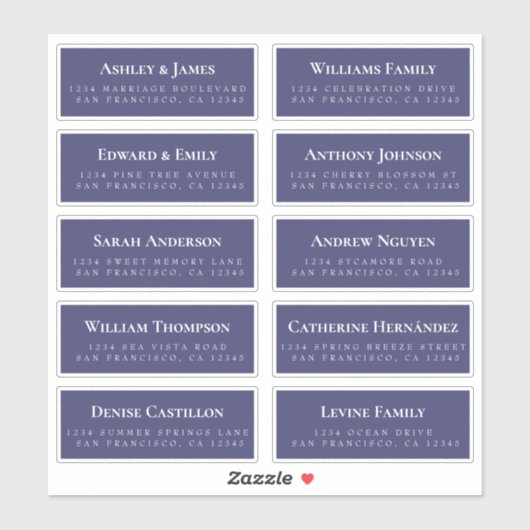 Navy Blue Guest Address Labels ORDER 6" oder 8"! (Blatt)