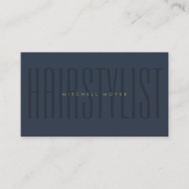 Navy Blue Hair Stylist Typografy Minimalist Visitenkarte