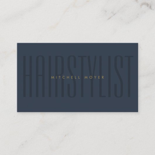 Navy Blue Hair Stylist Typografy Minimalist Visitenkarte (Vorderseite)