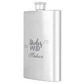 Navy Blue Hand Letter Schriftart Wedding Bridesmai Flachmann (Links)