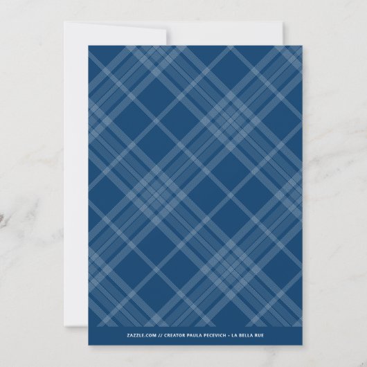 Navy Blue Hand Letter Script Freude Weihnachts-Fot (Rückseite)