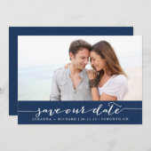 Navy Blue Handschriftlich Save the Date (Vorne/Hinten)