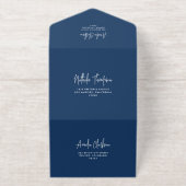 Navy Blue Handwriting Modern Typography Wedding All-in-One-Einladung (Außenseite)