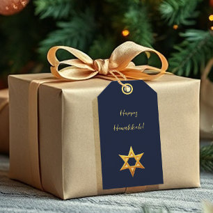Navy Blue Hanukkah Golden David Star Geschenkanhänger