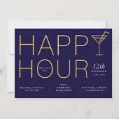 Navy Blue Happy Hour Client Wertschätzungsgeschäft Einladung (Vorderseite)