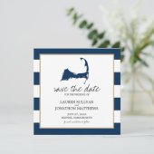 Navy Blue Harwich Cape Cod Map Save the Date (Stehend Vorderseite)