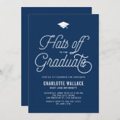 Navy Blue Hats zum Graduate Abschluss Einladung (Vorne/Hinten)