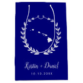 Navy Blue Hawaii Map Wedding Welcome Swag Mittlere Geschenktüte (Vorderseite)