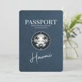 Navy Blue Hawaii Passport Save the Date (Stehend Vorderseite)