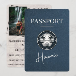 Navy Blue Hawaii Passport Save the Date