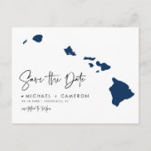 Navy Blue Hawaii Staat Karte QR-Code Save the Date (Vorderseite)