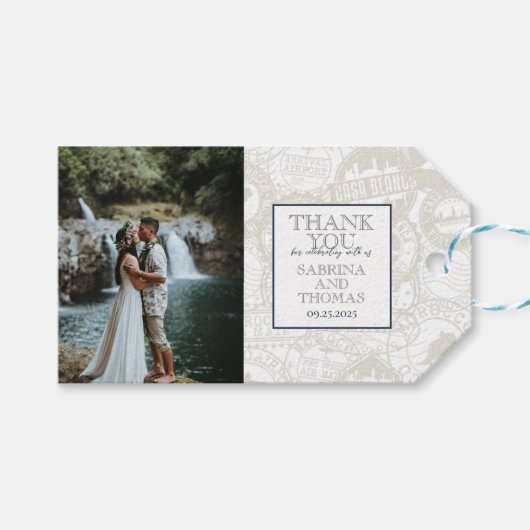 Navy Blue Hawaii Wedding Foto Geschenkanhänger (Vorderseite (Horizontal))