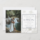 Navy Blue Hawaii Wedding Foto Vielen Dank Dankeskarte (Vorderseite)