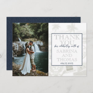 Navy Blue Hawaii Wedding Foto Vielen Dank Dankeskarte