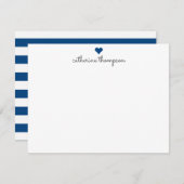 Navy Blue Heart Feminine Script Girly Niedlich Str Mitteilungskarte (Vorne/Hinten)