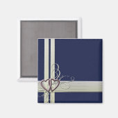 Navy Blue Heart Magnet (Vorderseite/Rückseite)