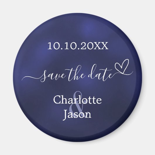 Navy blue heart wedding Save the Date Magnet (Vorne)