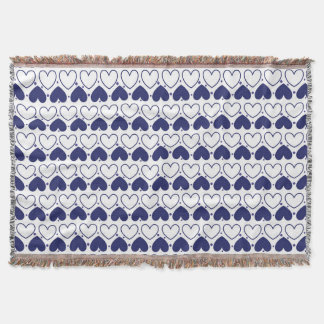 Navy Blue Hearts - Süßes geometrisches Liebesmuste Decke