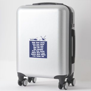 Navy Blue Helicopter Phonetic Alphabet Cool Aufkleber