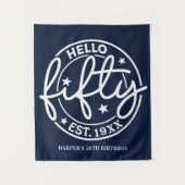 Navy Blue Hello 50. Geburtstag Wandteppich (Vorderseite)