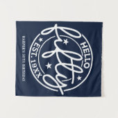 Navy Blue Hello 50. Geburtstag Wandteppich (Vorderseite (Horizontal))