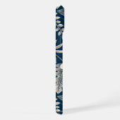 Navy Blue Hibiscus Monstera Tropical Botanical iPhone Hülle (Rechte Seite)