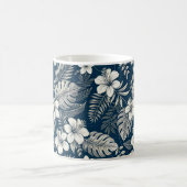Navy Blue Hibiscus Monstera Tropical Botanical Kaffeetasse (Mittel)