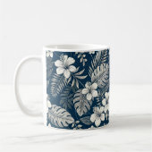 Navy Blue Hibiscus Monstera Tropical Botanical Kaffeetasse (Links)