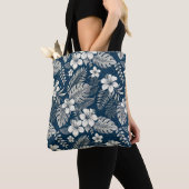 Navy Blue Hibiscus Monstera Tropical Botanical Tasche (Von Nahem)