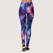 Navy Blue Hibiskus Flows Leggings (Rückseite)