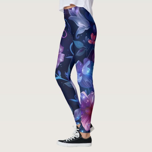 Navy Blue Hibiskus Flows Leggings (Links)