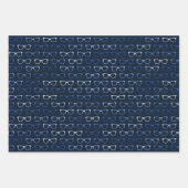 Navy Blue Hipster Glasses Pattern Nerd Geschenkpapier Set (Vorderseite 3)