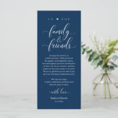 Navy-Blue-Hochzeit-Gedeck-Dankeskarten-Set Programm (Stehend Vorderseite)