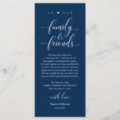 Navy-Blue-Hochzeit-Gedeck-Dankeskarten-Set Programm (Vorderseite)