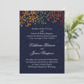 Navy Blue Hochzeit im Herbst Einladung (Stehend Vorderseite)