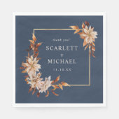 Navy Blue Hochzeit im Herbst Napkins Serviette (Vorderseite)