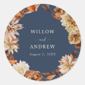 Navy Blue Hochzeit im Herbst Sticker (Vorderseite)