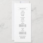 Navy Blue | Hochzeitsprogramm für Burgund Rote Flo Einladung (Rückseite)