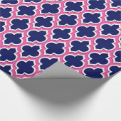 Navy Blue Hot Pink White Marokko #4DS Geschenkpapier (Ecke)