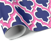 Navy Blue Hot Pink White Marokko #4DS Geschenkpapier (Rolleneckpunkt)