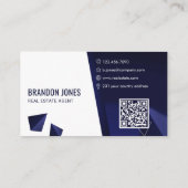 Navy Blue House Logo, Real Estate Agent, QR Code Visitenkarte (Rückseite)
