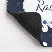 Navy Blue Hübsch Flora Personalisiert Mousepad (Ecke)