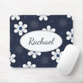 Navy Blue Hübsch Flora Personalisiert Mousepad (Mit Mouse)