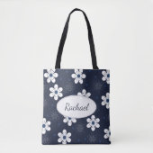 Navy Blue Hübsch Flora Personalisiert Tasche (Vorderseite)
