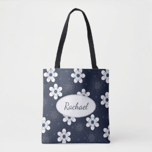 Navy Blue Hübsch Flora Personalisiert Tasche