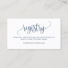 Navy Blue Hübsch Script Wedding Gift Registry Visitenkarte