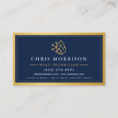 Navy Blue HVAC Contractor QR Code Gold Metallic Visitenkarte (Vorderseite)