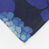 Navy Blue Hydrangea Blume Floral Gemustert Fleecedecke (Ecke)